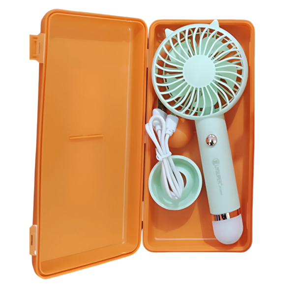 Portable rechargable fan with light - Green