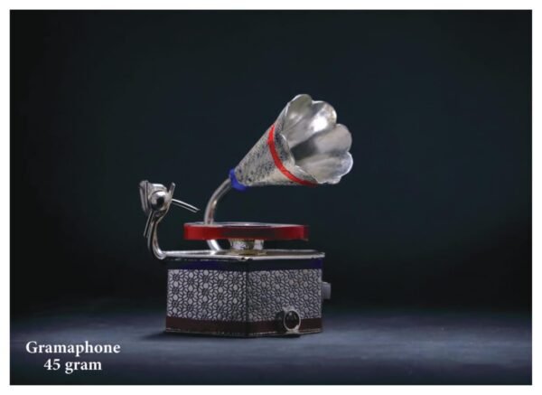 Miniature Pure Silver Gramaphone
