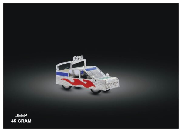 Miniature Pure Silver Jeep